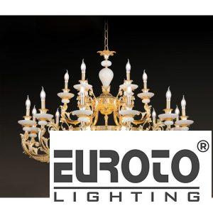 Đèn chùm đồng nến chao đá Ø1290*H900+500 - E14*18