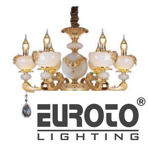 Đèn chùm phong thủy hợp Kim xi mạ, Đá bạch ngọc Ø710 x H500