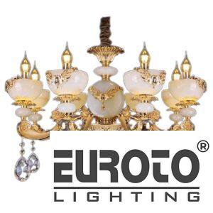 Đèn chùm phong thủy hợp Kim xi mạ, Đá bạch ngọc Ø850 x H500