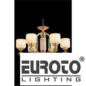 Đèn Chùm Đồng Nguyên Chất Chao Đá Bạch Ngọc Khảm Xà Cừ Euroto Ø700 x H550 + LED SMD