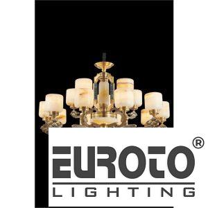 Đèn Chùm Đồng Chao Đá Bạch Ngọc Khảm Xà Cừ Euroto Ø1020 x H680 + LED SMD