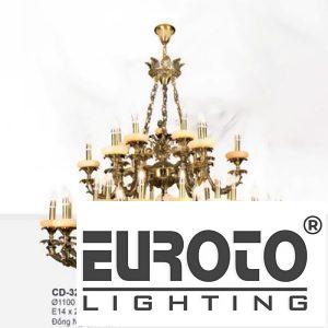 Đèn chùm nến đồng Ø1100*H1080+500 - E14*25 đồng nguyên chất