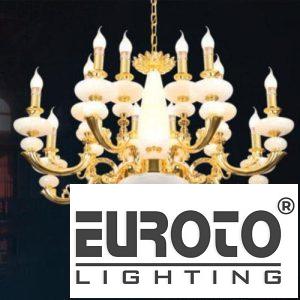 Đèn chùm nến đồng Ø800*H560+500 - E14*16+ LED đồng nguyên chất - xi vàng