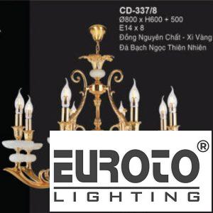 Đèn chùm nến đồng Ø800*H600+500 - E14*8 đồng nguyên chất - xi vàng