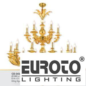 Đèn chùm nến đồng Ø1060*H1180+500 - E14*21 đồng nguyên chất - xi vàng