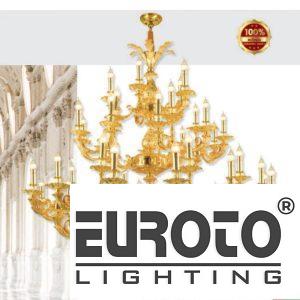 Đèn chùm nến đồng Ø1380*H1450+500 - E14*47 + LED đồng nguyên chất - xi vàng