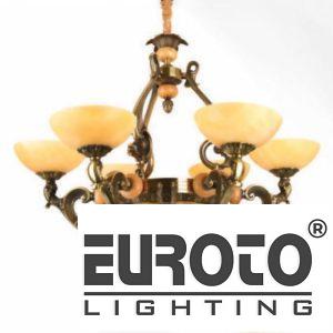 Đèn chùm đồng Ø850*H650+500 - E27*9 đồng nguyên chất - chao đá