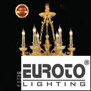 Đèn chùm nến đồng Ø630*H750+500 - E14*8 + đồng nguyên chất - Mạ vàng thật 24K