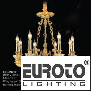 Đèn chùm nến đồng Ø690*H750+500 - E14*10 + đồng nguyên chất - Mạ vàng thật 24K