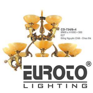 Đèn chùm đồng Ø900*H1000+500 - E27 đồng nguyên chất - chao đá