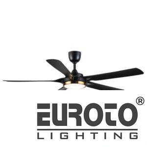 Quạt đèn 5 cánh nhựa ABS đen+vàng 24W-3 chế độ màu có remote điều khiển