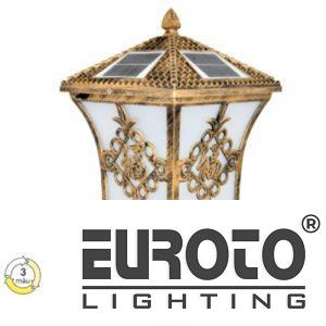 Đèn Trụ Cổng Vuông 5W: Nắp: Ø250-E27 - Đế: Ø195*H441, Vỏ Vàng Đồng